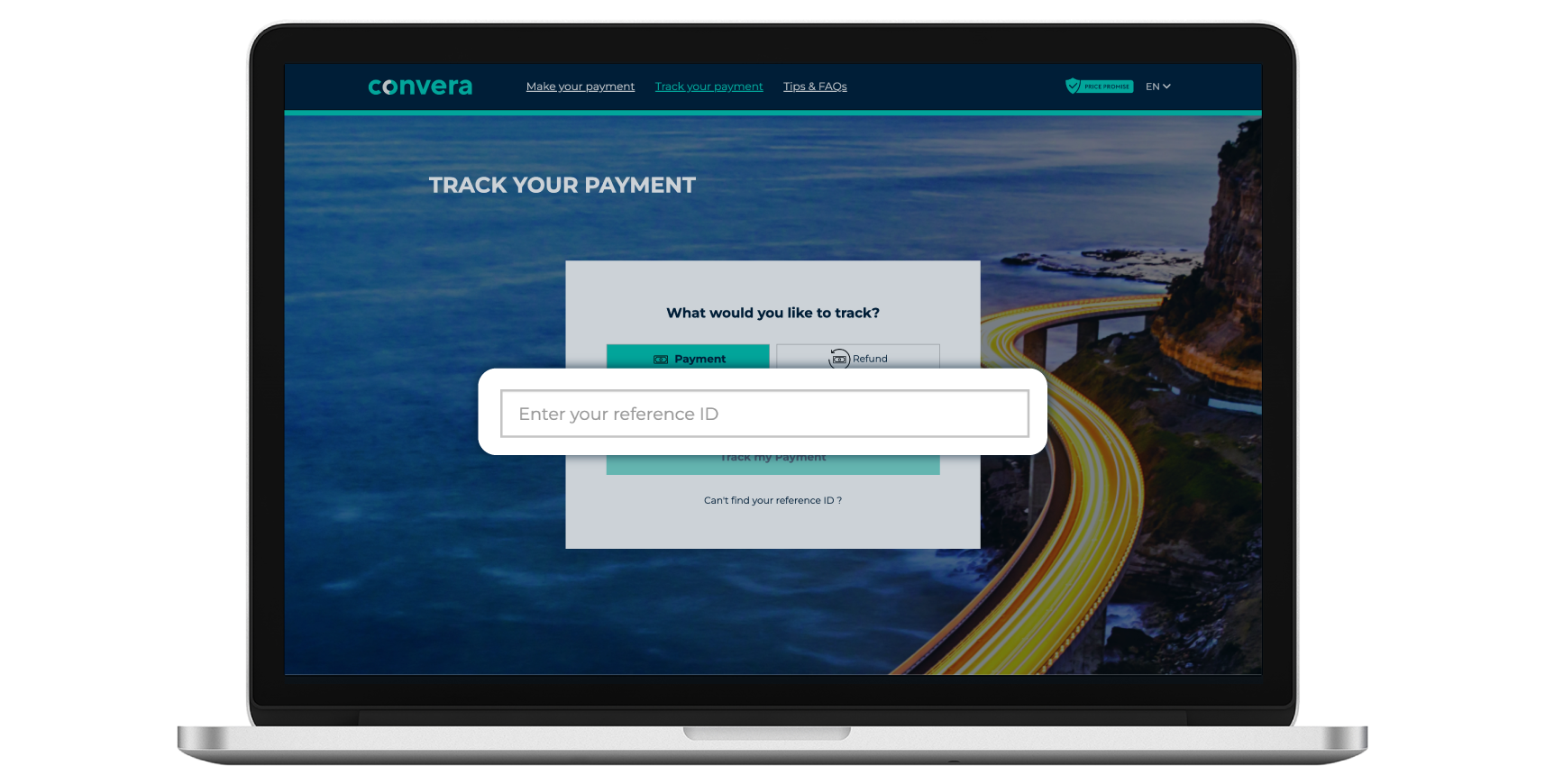 Image montrant la page Suivez vos paiements dans GlobalPay pour étudiants de Convera