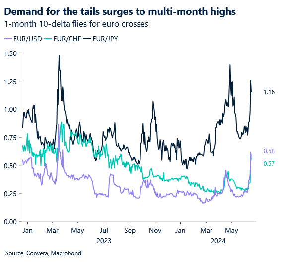 Chart of EUR FX options - demand for tail risk hedges spike