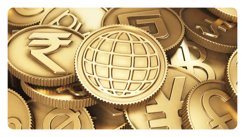 Image de différentes pièces de monnaie étrangères