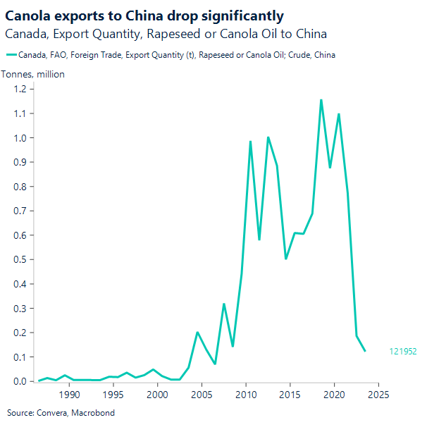Canola exports to China drop significantly