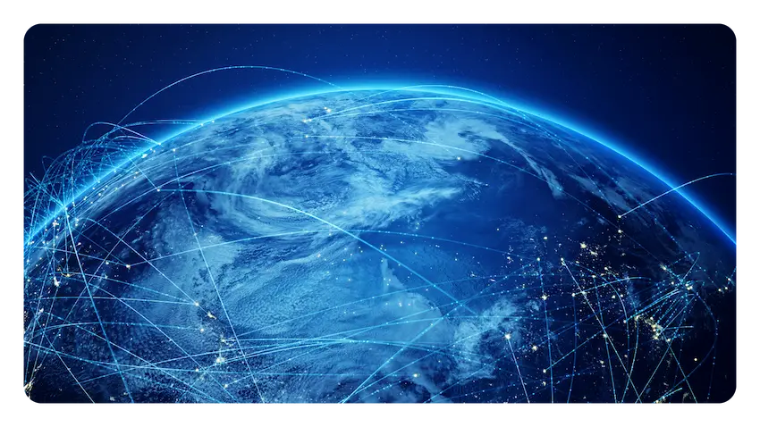 An image of the Earth shows from outer space.