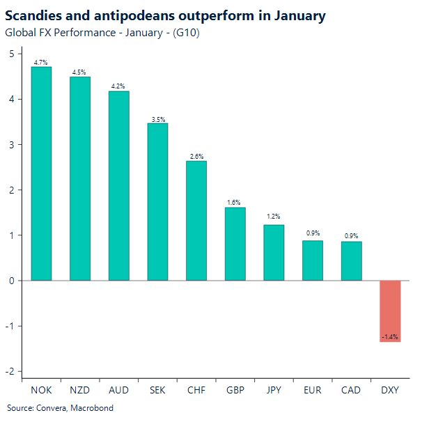 Scandies and antipodeans outperform in January