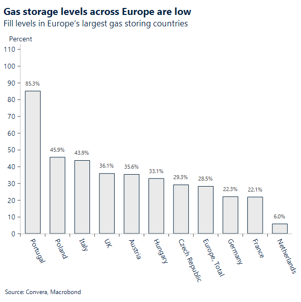 Chart of gas storage levels