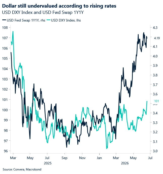 June 2026 Europe chart USD DXY index and USD Fwd Swap