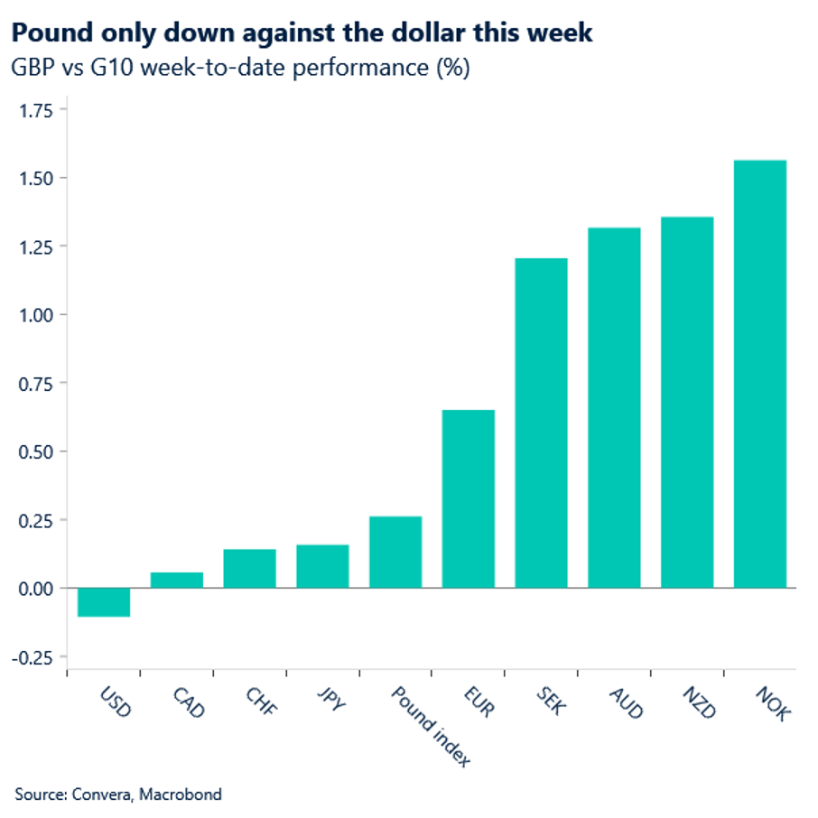 Pound only down against the dollar this week