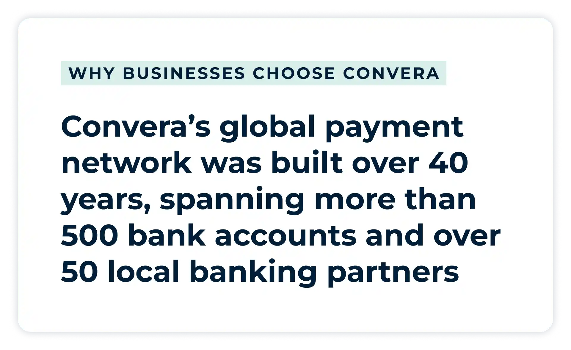 Pullquote:Convera holds more than 60 regulatory licenses worldwide.
