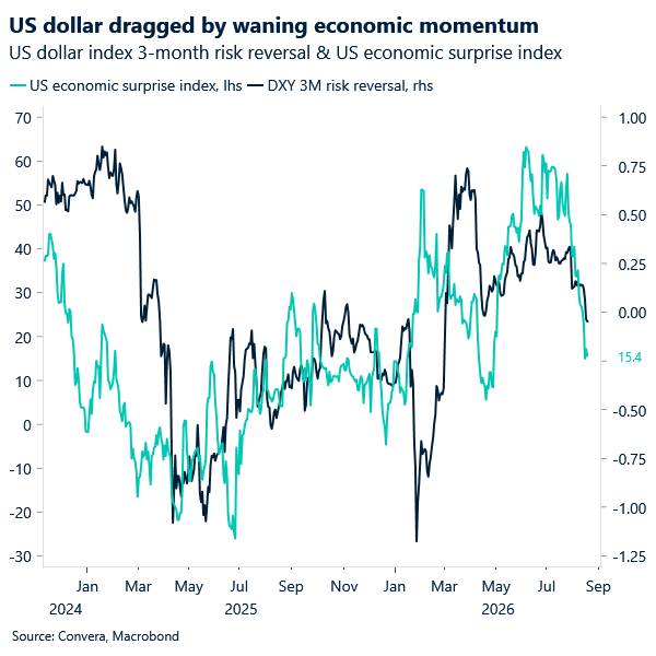 Chart of USD risk reversal and US economic surprise index